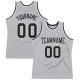 Men's Custom Silver Gray Black-White Authentic Throwback Basketball Jersey