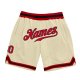 Men's Custom Cream Red-Black Authentic Throwback Basketball Shorts